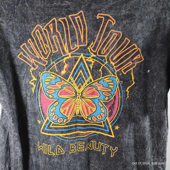 Distressed "WORLD TOUR" black grey grunge‎ shirt dress or nighty oversized - Picture 7 of 8